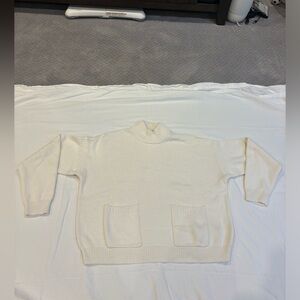 J. Crew Cream Ribbed Turtleneck Sweater